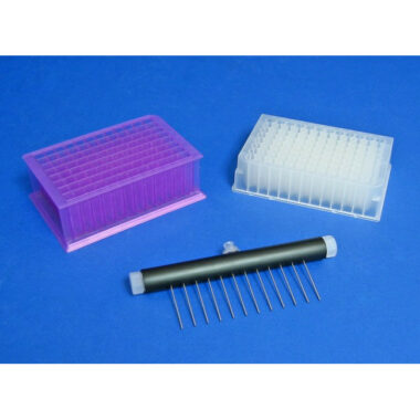 12 Channel Aspiration or Dispensing Manifold on 9 mm centers and 30 mm long for Microplates, Polypropylene Barrel