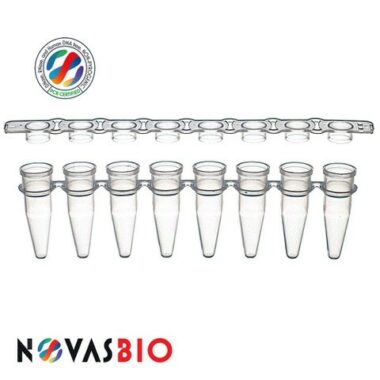 Thin Wall Clear 8-Strip PCR Tubes with 8-Strip Caps, Optically Clear Flat Caps for qPCR