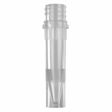 1.5 mL Self Standing Conical Screw Cap Microcentrifuge Tube and Cap, with O-ring, Polypropylene, Clear Cap, Sterile