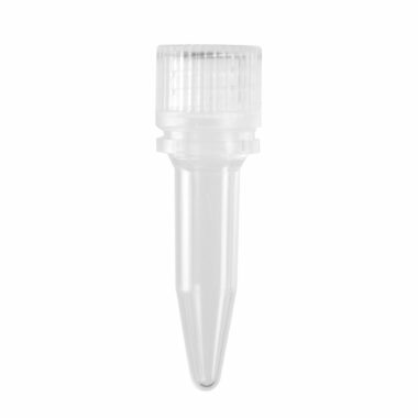 0.5 mL Elongated Conical Screw Cap Microcentrifuge Tube and Cap, with O-ring, Polypropylene, Clear Cap, Sterile