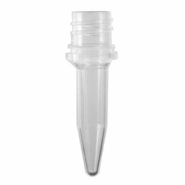 0.5 mL Elongated Conical Screw Cap Tubes Only, Polypropylene, Clear, Nonsterile, 500 Tubes/Pack, 8 Packs/Case