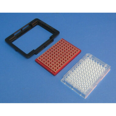 Magnetic Separation Plate for 96 Well Flat Bottom, 329 Magnetic (52 MGO) Cylinders, BioTek Washer Compatible, Step Down Edge for Full-Skirted Plates