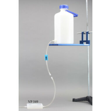 High Density Polyethylene Carboy, 5L, tubing attachment at bottom, Includes VP 567D Flow Restrictor, 1/4" ID Tygon 2375 Tubing 5 ft., and Tube Clamp, Each