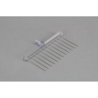 12 Channel Aspiration or Dispensing Manifold on 9 mm centers and 44 mm long for Microplates, Polycarbonate Barrel