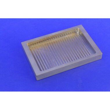 Aluminum Reservoir with 24 V Shaped Grooves in the Bottom to Channel the Reagent for 384 Robotic Pipettors, Hydrophilic Coated for Maximum Reagent Recovery, Low Profile, SLAS Footprint x 15 mm Tall