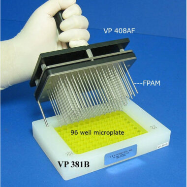 96 Floating Pin Multi-Blot Replicator, on 9 mm centers, 1.58 mm Pin Diameter, 52 mm long, chamfered tip